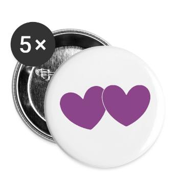 Valentine's Day Heart Violet Couples - Buttons large 2.2''/56 mm (5-pack) - white - Front