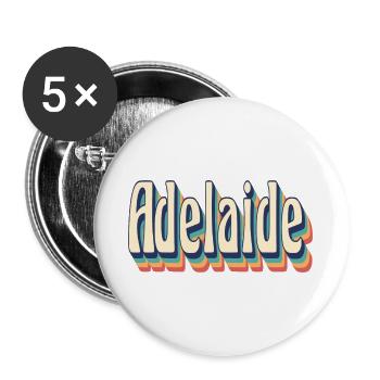 Adelaide T-Shirt Vintage Retro Geschenk T-Shirt - Buttons groß 56 mm (5er Pack) - Weiß - Vorne