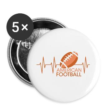 pulse american football heartbeat ball graphic icon - Buttons large 2.2''/56 mm (5-pack) - white - Front