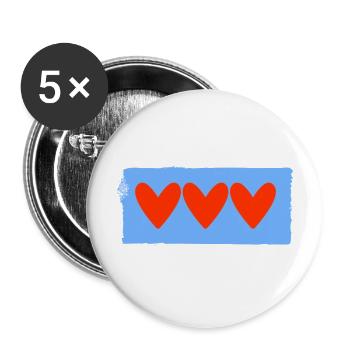HERZ. HERZ. VALENTINSTAG. LIEBE. LIEBE. PAAR. - Buttons groß 56 mm (5er Pack) - Weiß - Vorne