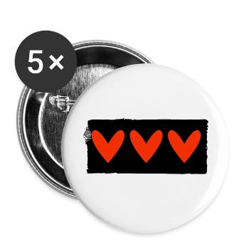 HERZ. HERZ. VALENTINSTAG. LIEBE. LIEBE. PAAR. - Buttons groß 56 mm (5er Pack) - Weiß - Vorne