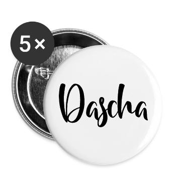 Nom - Dasha - Lot de 5 grands badges (56 mm) - blanc - Devant