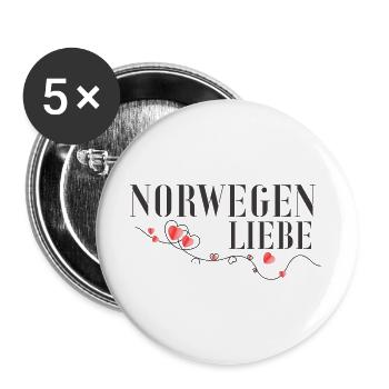 Norwegen Liebe Herzdesign - Buttons groß 56 mm (5er Pack) - Weiß - Vorne