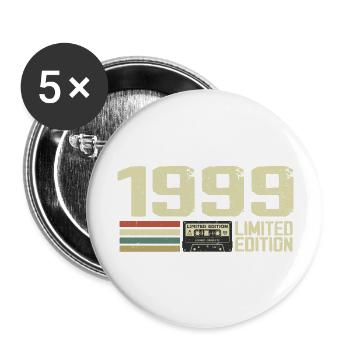 Né en 1999 - Vintage 1999 - 25e Anniversaire Rétro - Lot de 5 grands badges (56 mm) - blanc - Devant