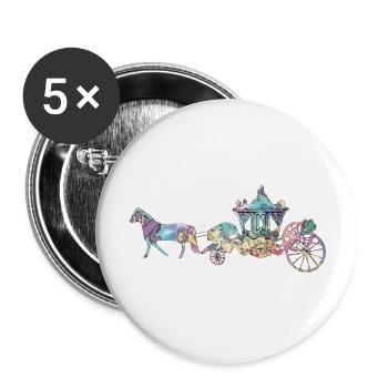 Silhouette de carrosse - Lot de 5 grands badges (56 mm) - blanc - Devant
