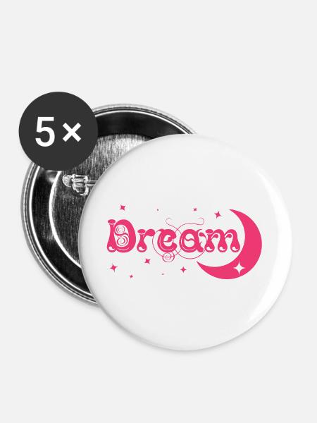 Dream / Traum - Buttons groß 56 mm (5er Pack) - Weiß
