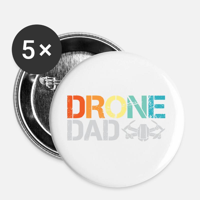 drone dad retro vintage design drone flight icon - Buttons large 2.2''/56 mm (5-pack) - white