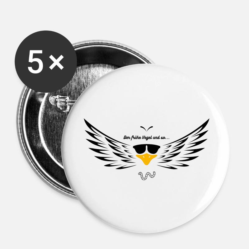 The Early Bird - Buttons large 2.2''/56 mm (5-pack) - white