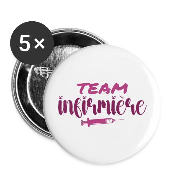 Krankenschwester-Team - Buttons groß 56 mm (5er Pack) - Weiß - Vorne