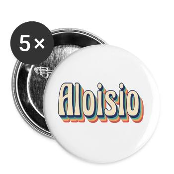 Vintage Retro Aloisio T-Shirt Geschenk T-Shirt - Buttons groß 56 mm (5er Pack) - Weiß - Vorne
