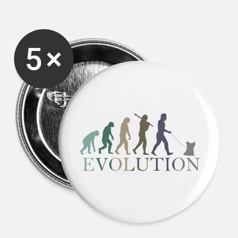 EVOLUTION yorkshire terrier - Buttons large 2.2''/56 mm (5-pack) - white