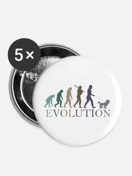 EVOLUTION PUDEL - Buttons groß 56 mm (5er Pack) - Weiß