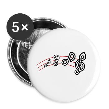 Musiknoten Symbol Musik - Buttons groß 56 mm (5er Pack) - Weiß - Vorne