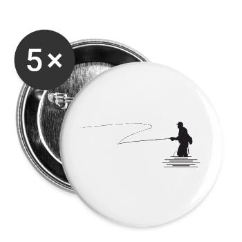 Motiv Fliegenfischen, Fly-fishing - Buttons groß 56 mm (5er Pack) - Weiß - Vorne