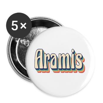 Vintage Retro Aramis T-Shirt T-Shirt Gift Idea - Buttons large 2.2''/56 mm (5-pack) - white - Front