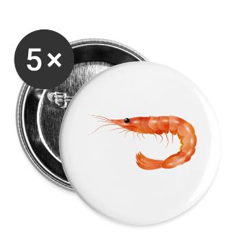rosarote Garnele oder Shrimp von Hand gezeichnet - Buttons groß 56 mm (5er Pack) - Weiß - Vorne