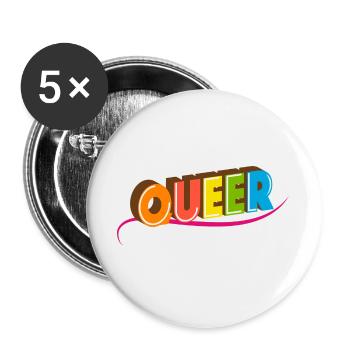Queer Typo for Pride Month Equal Rights LGBTQ - Buttons large 2.2''/56 mm (5-pack) - white - Front