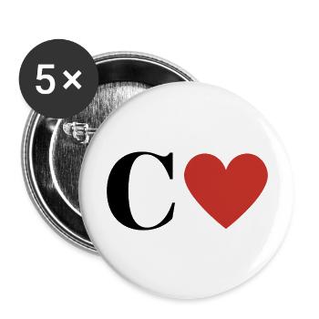 Letter c red heart - Buttons large 2.2''/56 mm (5-pack) - white - Front