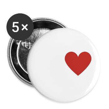 Lettre u cœur rouge - Lot de 5 grands badges (56 mm) - blanc - Devant