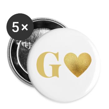 Letter g golden heart - Buttons large 2.2''/56 mm (5-pack) - white - Front