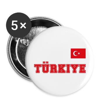 Look maillot de la Turquie – TÜRKIYE - Commode drapeau drapeau - Lot de 5 grands badges (56 mm) - blanc - Devant