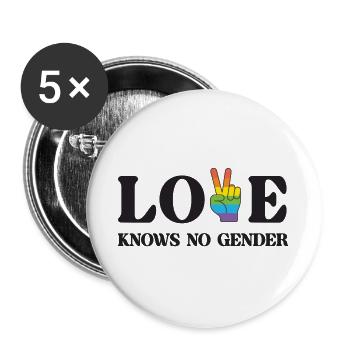 LGBT Pride Month - Love Knows No Gender - Buttons large 2.2''/56 mm (5-pack) - white - Front