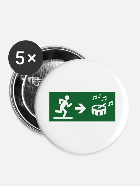 Ausstieg zum Drum-Sound - Buttons groß 56 mm (5er Pack) - Weiß