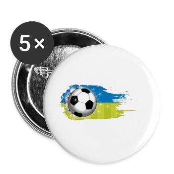 Football - Bleu Vert - Conception de coup de pinceau - Lot de 5 grands badges (56 mm) - blanc - Devant