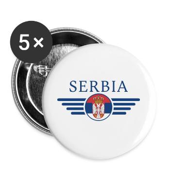 J’aime la Serbie, T-shirt design de style élégance - Lot de 5 grands badges (56 mm) - blanc - Devant