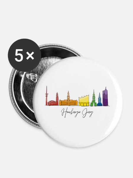 Hamburger Jung - Buttons groß 56 mm (5er Pack) - Weiß