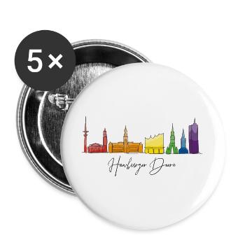 Regenbogen-Stadtlandschaft Aquarell - Buttons groß 56 mm (5er Pack) - Weiß - Vorne