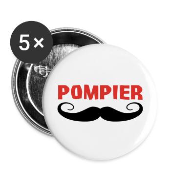 POMPIER - Lot de 5 grands badges (56 mm) - blanc - Devant