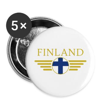 Ich liebe Finnland, Stil Design T-Shirt, Kleidung - Buttons groß 56 mm (5er Pack) - Weiß - Vorne