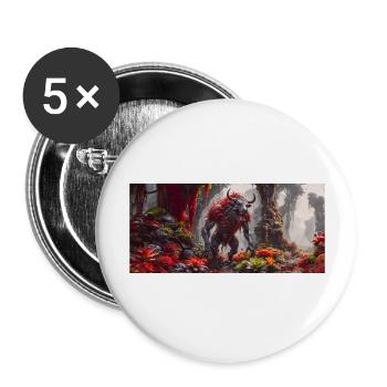 rise of mutant monster – symbiot of a bull, a bear - Buttons large 2.2''/56 mm (5-pack) - white - Front