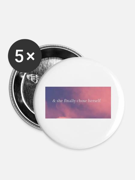 & she finally chose herself - Buttons groß 56 mm (5er Pack) - Weiß