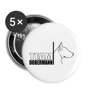 TEAM Dobermann Hunde Hund Hundesport Wilsigns - Buttons groß 56 mm (5er Pack) - Weiß - Vorne
