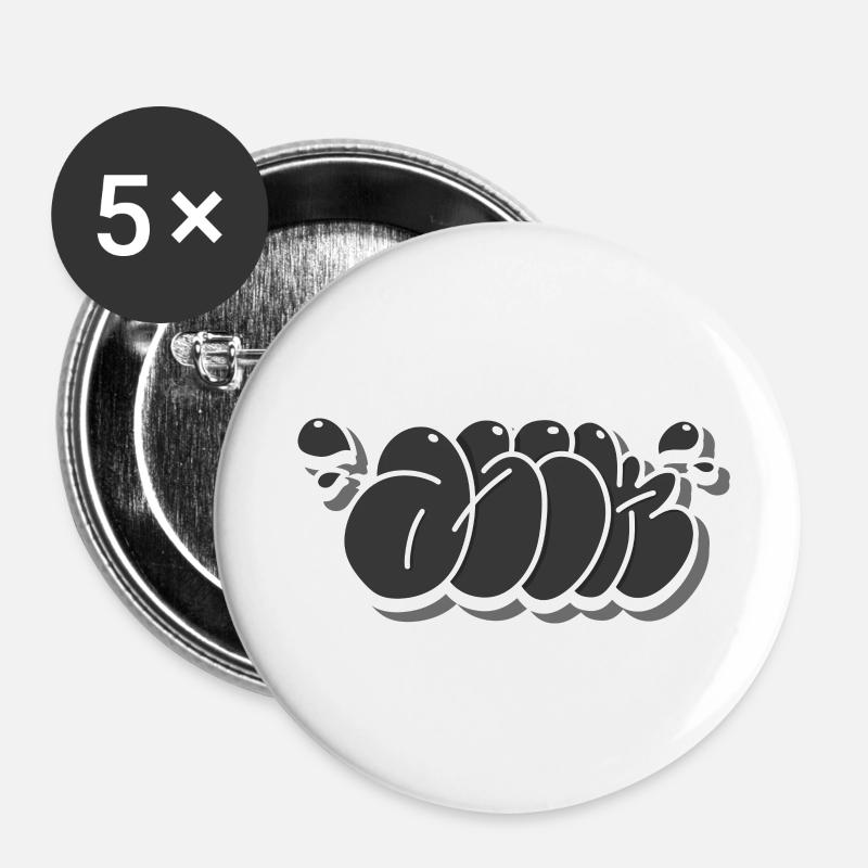 Urban art Graffit - Buttons large 2.2''/56 mm (5-pack) - white