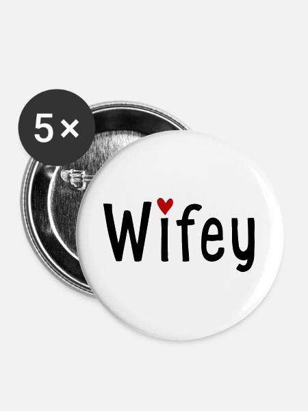 Ehefrau - Buttons groß 56 mm (5er Pack) - Weiß