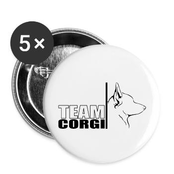 TEAM Corgi Chien Chien Wilsigns - Lot de 5 grands badges (56 mm) - blanc - Devant