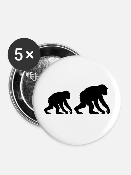 affen - Buttons groß 56 mm (5er Pack) - Weiß