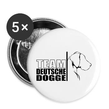 TEAM Deutscher Dogge Hunde Hund Wilsigns - Buttons groß 56 mm (5er Pack) - Weiß - Vorne