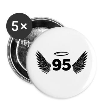 Nummer 95 Engel - Flügel zum 95. Geburtstag - Buttons groß 56 mm (5er Pack) - Weiß - Vorne