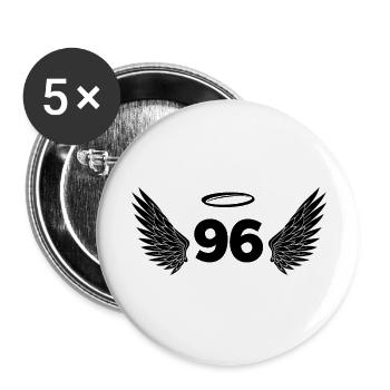 Nummer 96 Engel - Flügel zum 96. Geburtstag - Buttons groß 56 mm (5er Pack) - Weiß - Vorne