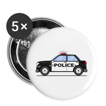 Police noir et blanc - Lot de 5 grands badges (56 mm) - blanc - Devant