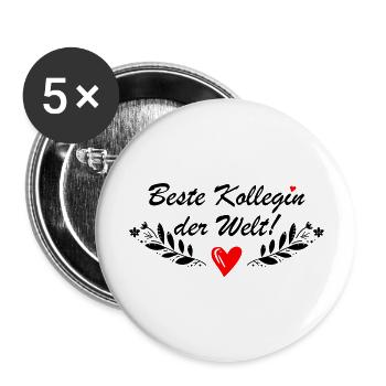 Beste Kollegin der Welt Herz - Buttons groß 56 mm (5er Pack) - Weiß - Vorne