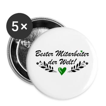 Bester Mitarbeiter der Welt - Buttons groß 56 mm (5er Pack) - Weiß - Vorne
