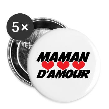 Maman d'Amour - Fête des Mères - Lot de 5 grands badges (56 mm) - blanc - Devant
