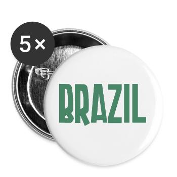 Brasilien Schriftzug Grün Kraft - Buttons groß 56 mm (5er Pack) - Weiß - Vorne