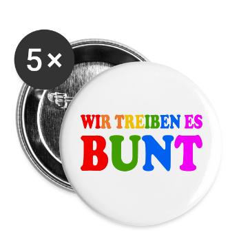 Wir treiben es bunt - Buttons groß 56 mm (5er Pack) - Weiß - Vorne