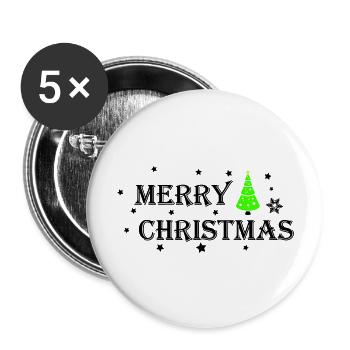 Merry Christmas - Buttons groß 56 mm (5er Pack) - Weiß - Vorne